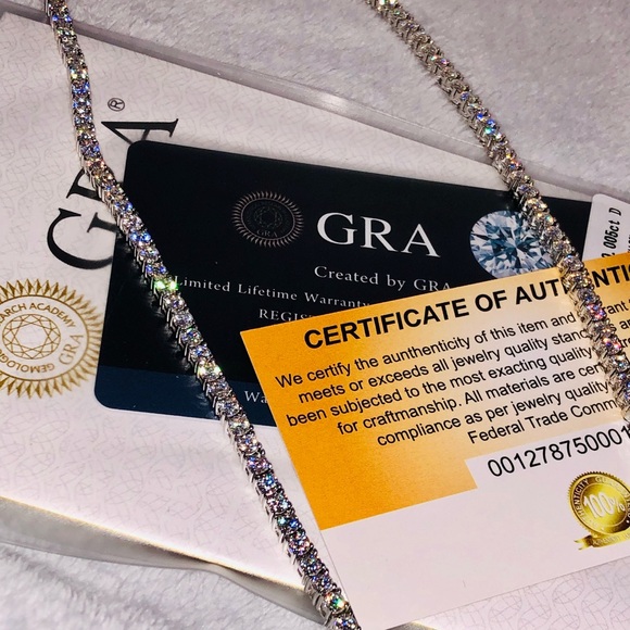 GRA certified VVS D clarity Moissanite diamond tennis necklace PASS diamond test - Picture 7 of 9